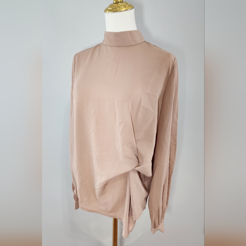 DO+BE Blouse Business Casual Front Twist Desing Asymmetrical Top Size S
